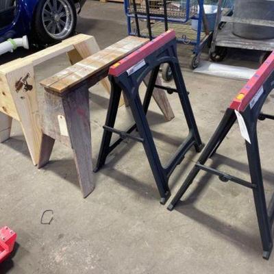 #4326 â€¢ 4 saw horses. Two wooden Two Foldable
