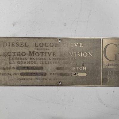 #862 â€¢ Original 1943 General Motors Locomotive EMD Manufacturer Plate
