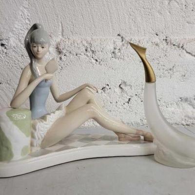 #3676 â€¢ Beautiful Porciline Ballerina Figure and Dolphin Decanter
