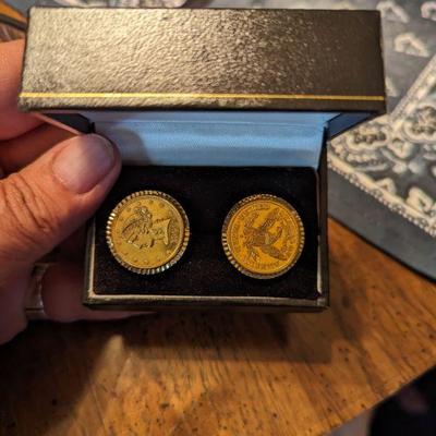 14k gold coin cufflinks 