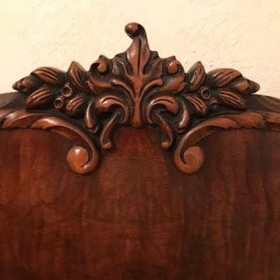 Detail on the antique twin bed headboards