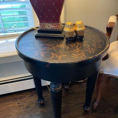 Wood with painted detail accent table