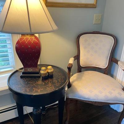 Carved French Style Open Arm Chair