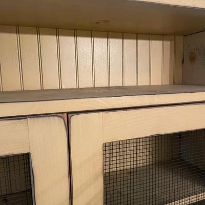 Saybrook Home American Rustic Cabinet with distressed finish and chicken wire doors 31" W x 12" D x 66.5" H
