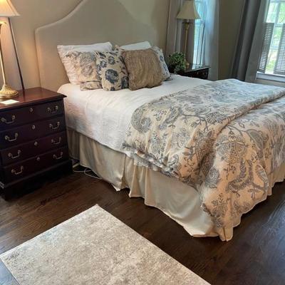Queen Sized Bed with Curved Headboard 63" W x 64" H x 84" D