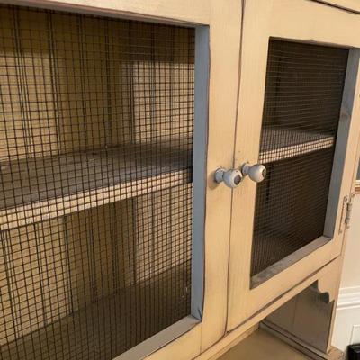 Saybrook Home American Rustic Cabinet with distressed finish and chicken wire doors 31" W x 12" D x 66.5" H