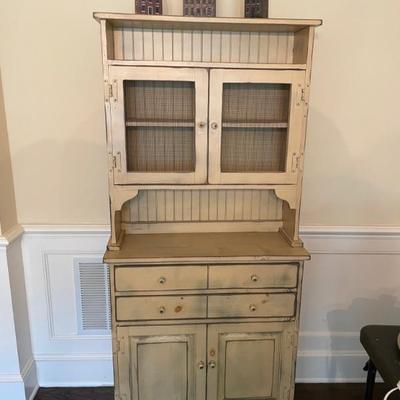 Saybrook Home American Rustic Cabinet with distressed finish and chicken wire doors 31" W x 12" D x 66.5" H