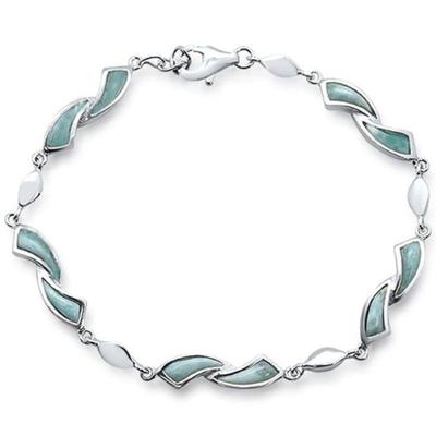 Natural Larimar  .925 Sterling Silver Bracelet 7.5