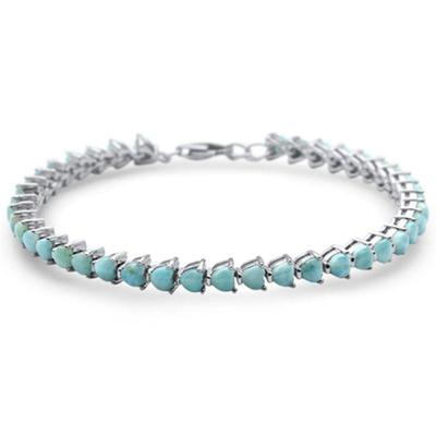 Natural Larimar  .925 Sterling Silver Bracelet 8" Long...