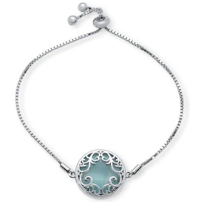 Round Natural Larimar Celtic Design .925 Sterling Silver  7-9