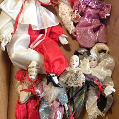 Box of porcelain jesters assorted sizes
