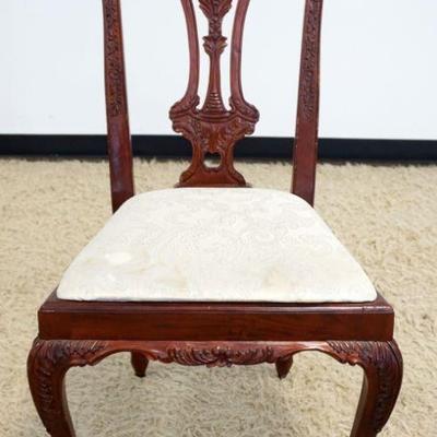 1022	CHIPPENDALE STYLE MAHOGANY BALL & CLAW FOOT SIDE CHAIR WITH SLIP SEAT, SOME STAINING ON SEAT
