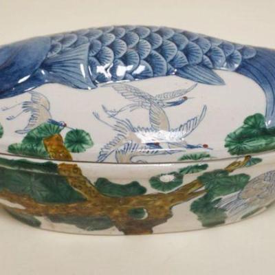 1159	ASIAN OVAL COVERED FISH BOWL	ASIAN OVAL COVERED FISH BOWL, APPROXIMATELY 13 IN WIDE
