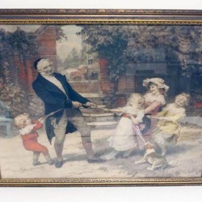 1107	FRED MORGAN PRINT TUG OF WAR	FRED MORGAN *TUG OF WAR* FRAMED PRINT, APPROXIMATELY 23 IN X 30 IN
