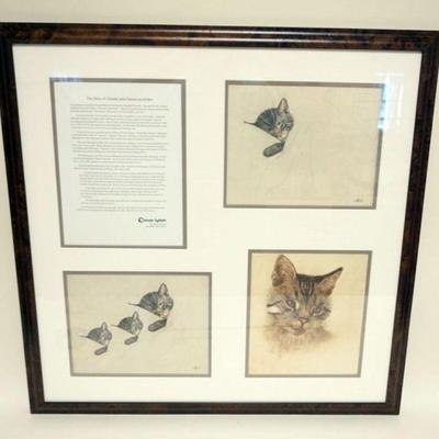 1108	CHESSIE THE CAT PRINTS	FRAMED CAT PRINTS, THE STORY OF CHESSIE THE CAT, APPROXIMATELY 28 IN X 28 IN
