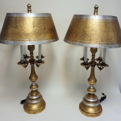 1121	PR OF CANDELABRA STYLE TABLE LAMPS	PAIR OF CANDELABRA STYLE TABLE LAMPS, APPROXIMATELY 36 IN H
