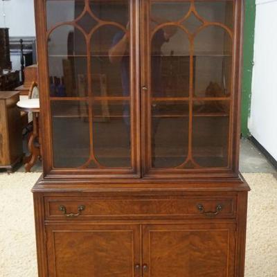 1026	WALNUT CHINA CABINET, APPROXIMATELY 38 IN X 17 IN X 76 IN HIGH
