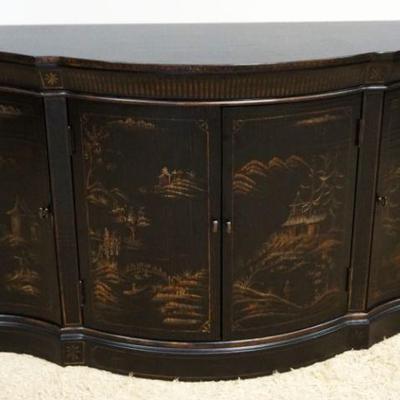1013	ETHAN ALLEN VIVIANNE SERPENTINE CONSOLE, APPROXIMATELY 64 IN X 19 IN X 35 IN H
