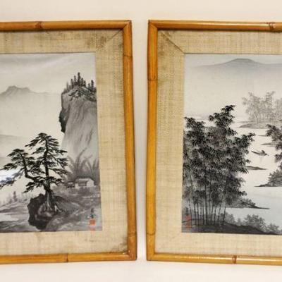 1075	PAIR OF FRAMED CHARACTER SIGNED ASIAN ARTWORK	PAIR OF FRAMED CHARACTER SIGNED ASIAN ARTWORK, STAINING ON MATTS, APPROXIMATELY 14 IN...