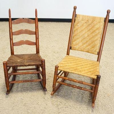 1233	PAIR OF COUNTRY ROCKERS	PAIR OF COUNTRY ROCKERS, ONE W/TIGER MAPLE FRAME
