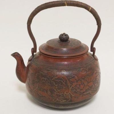 1077	ANTIQUE ASIAN COPPER TEA POT	ANTIQUE ASIAN COPPER TEA POT, APPROXIMATELY 5 IN H
