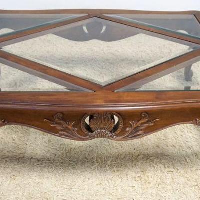 1014	ETHAN ALLEN LEGACY COLLECTION FRENCH LOUIS XV STYLE COCKTAIL TABLE, APPROXIMATELY 49 IN X 37 IN X 17 IN H
