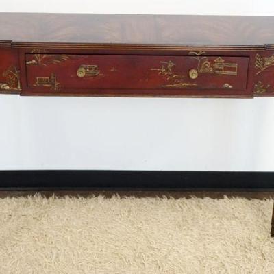 1020	MAITLAND SMITH CONSOLE HALL TABLE WITH 1 DRAWER, ASIAN PAINT DECORATED FRONT AND SIDES, APPROXIMATEY 49 IN X 14 IN X 36 IN H
