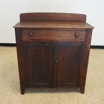 1139	ANTIQUE PINE COUNTRY JAM CUPBOARD	ANTIQUE PINE COUNTRY JAM CUPBOARD, 2 DOOR & ONE DRAWER, APPROXIMATELY 42 IN X 18 IN X 49 IN HIGH
