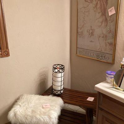 lucite and faux fur stool