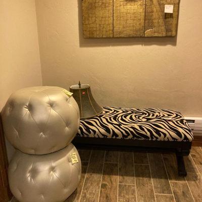 leather pouf ottomans, zebra bench