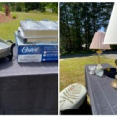 Lamps, Embroidered Ottoman, Electric Frying Pan, 3 Tray Buffet Warmer
