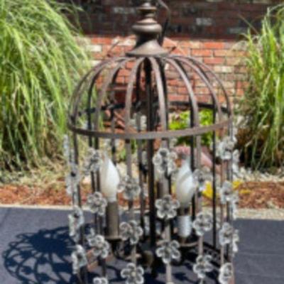 Pottery Barn Exterior Entry Pendant Light Fixture With Glass Flowers