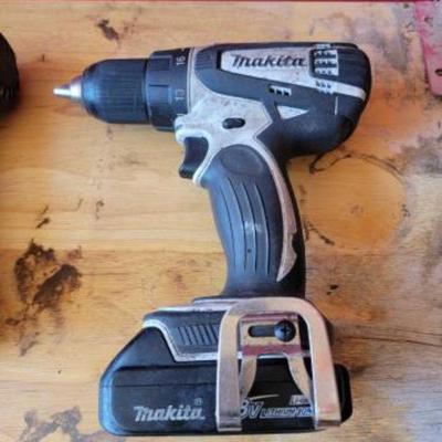 #2418 â€¢ Makita Electric Drills, Charger, and Drill Bit
