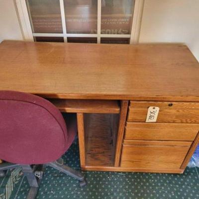 #3062 â€¢ Wooden Desk without Key and Office Chair
