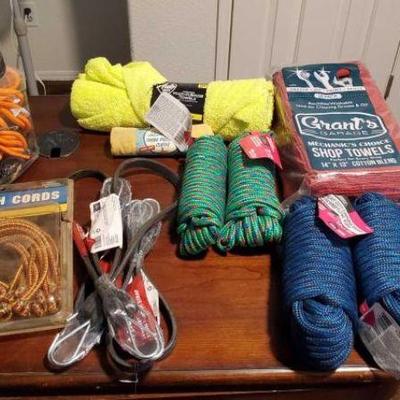 #3506 â€¢ Bungee Cords Rubber Straps Polypropylene Rope Shop Towels
