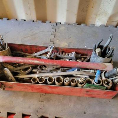 #2428 â€¢ Metal Tool Tray with Assorted Tools
