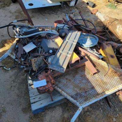 #1229 â€¢ Columbian Bench Vise and Pallet of Scrap Metal
