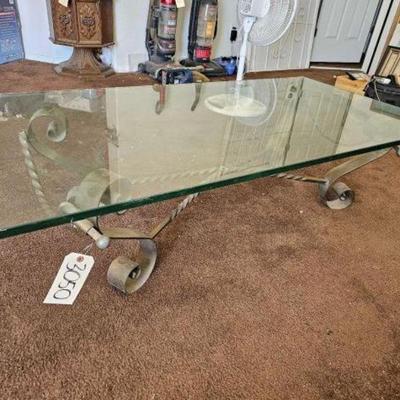 #3050 â€¢ Glass Coffee Table with Metal Stand
