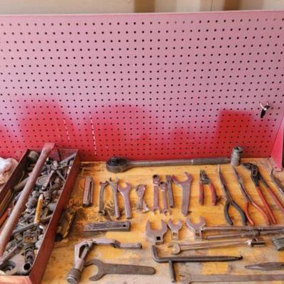 #2436 â€¢ Variety of Tools Combination Wrenches, Pliers, Torx keys, Gages, P...
