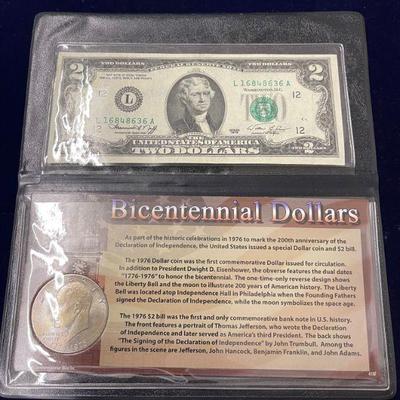 1976 $2 Note Federal Reserve IKE Bicentennial 