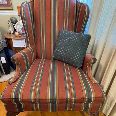 striped wingback chair