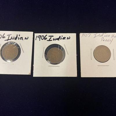 Indian Head Pennies 1906, 1907
