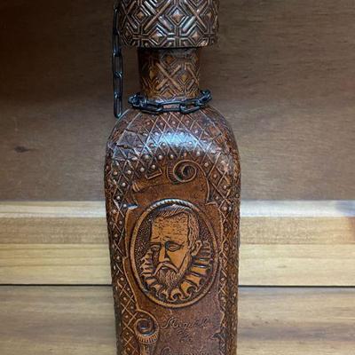 vintage Shakespeare leather decanter