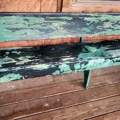 Painted rustic outdoor bench