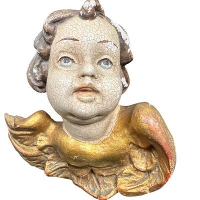 19th C Seraphim Angel Cherub Bust