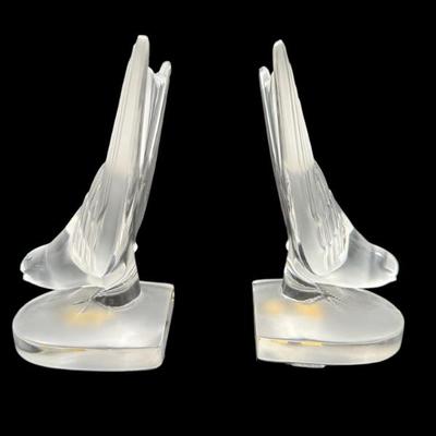 Lalique France Swallow Bookends