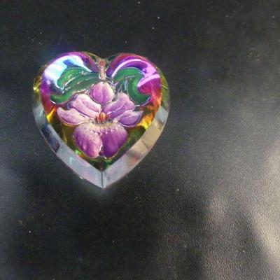 Vintage 1930s-1940s Hand Painted Mercury Glass Pendant with Iris in the Center
