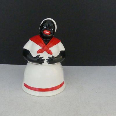 Vintage 1930s-1950s McCoy Black Americana Small Mammy White/Red Cookie Jar