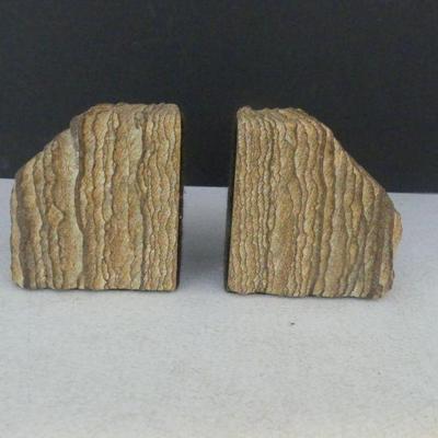 Vintage Solid Natural Sandstone Bookends with Beautiful Natural Banded Formations
