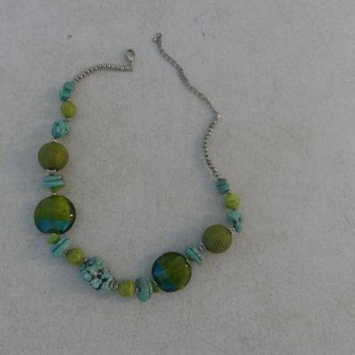 Vintage Turquoise & Glass Bead Necklace - Approx. 15